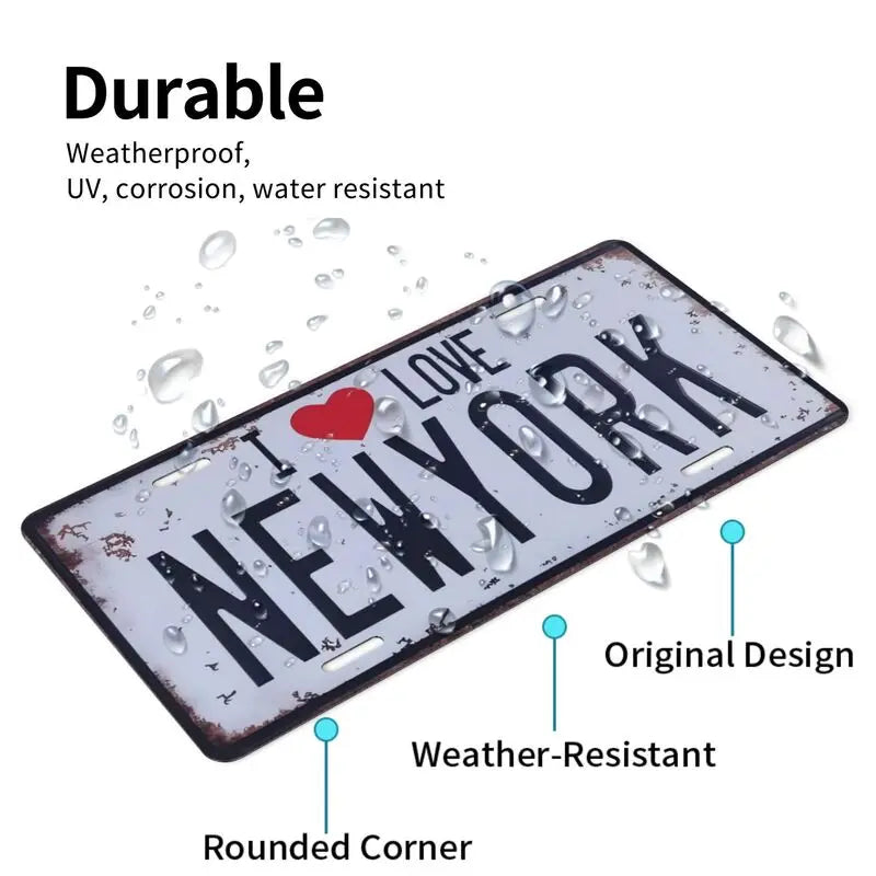 Retro "I LOVE NEW YORK" decorative car license plate