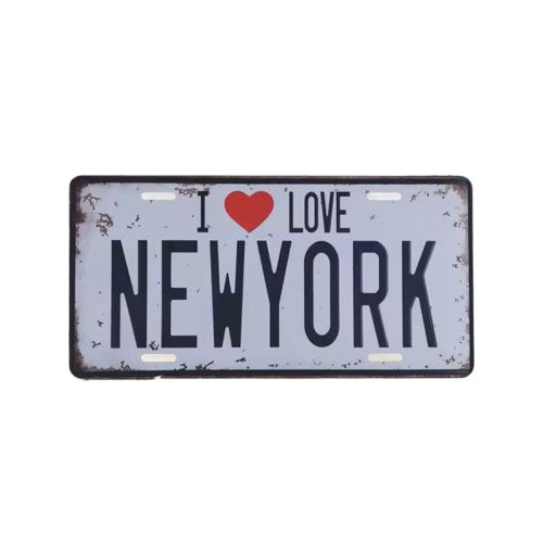 Retro "I LOVE NEW YORK" decorative car license plate
